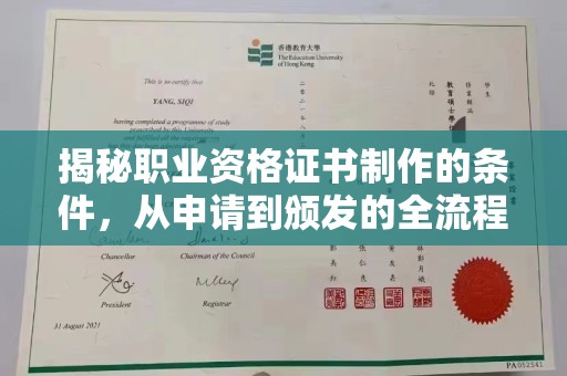 东乡族揭秘职业资格证书制作的条件，从申请到颁发的全流程解析